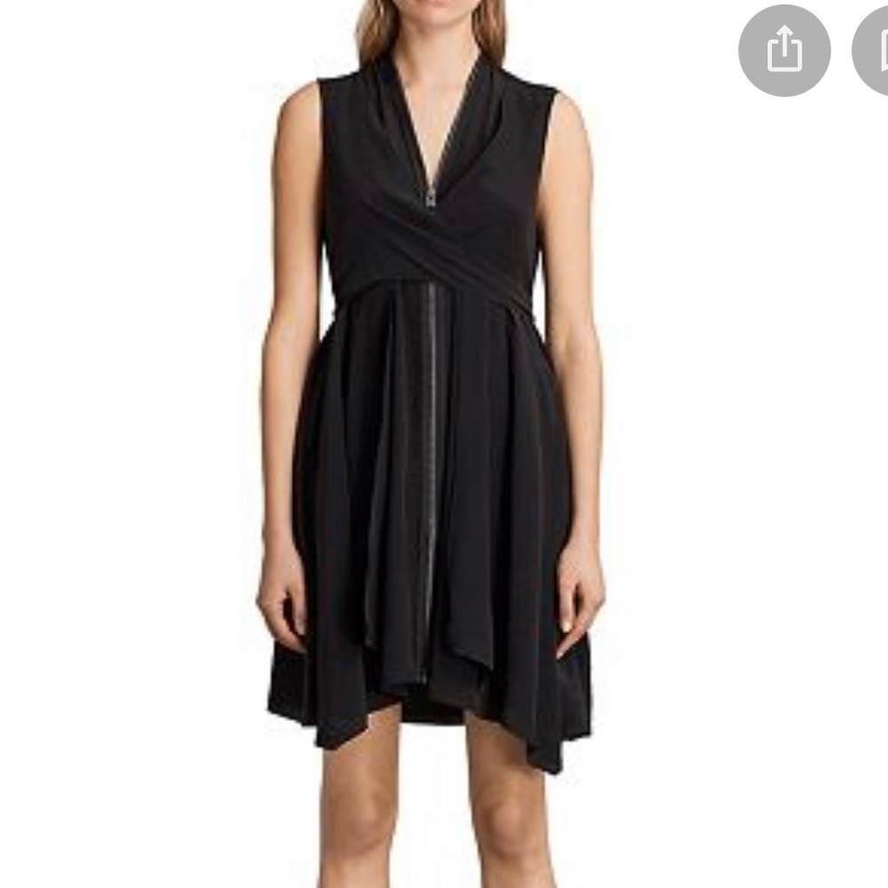 Allsaints Jayda zip front silk dress.